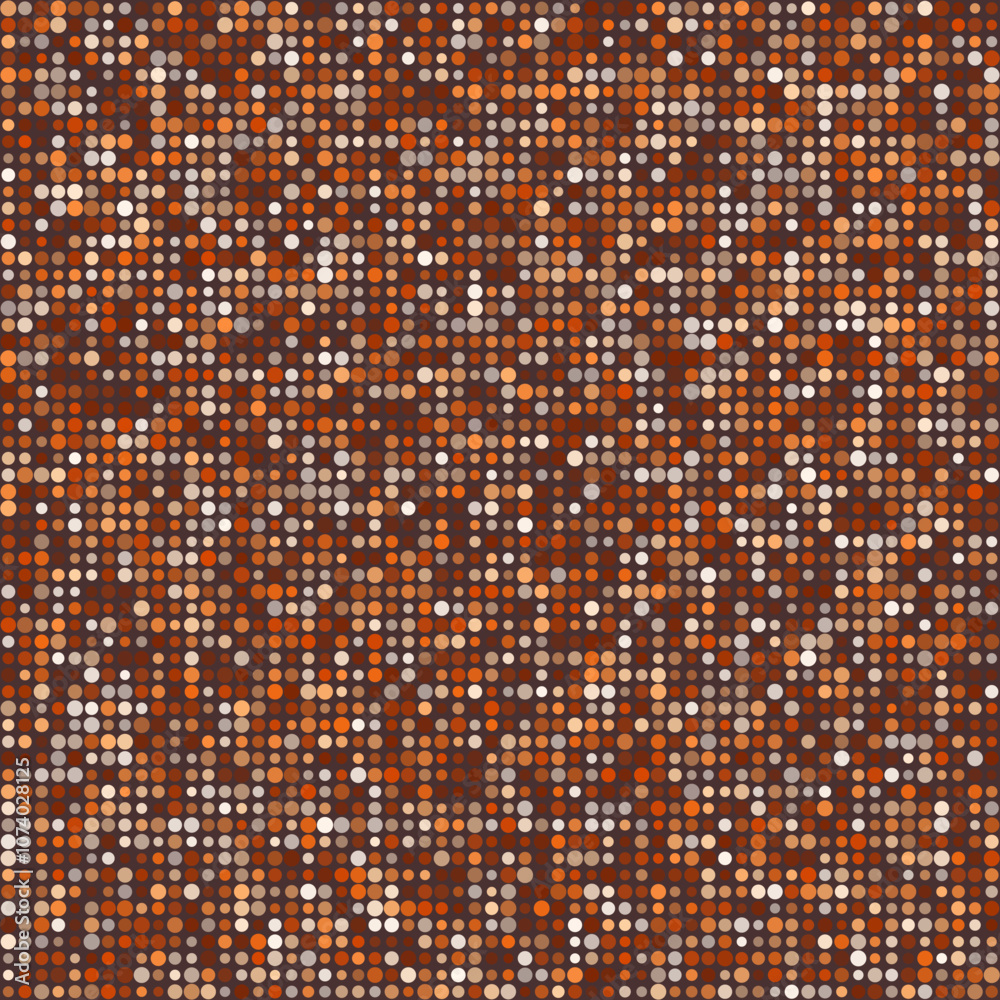 Poster abstract pattern featuring circles in multiple colors with rustic brown tones and a contrasting back