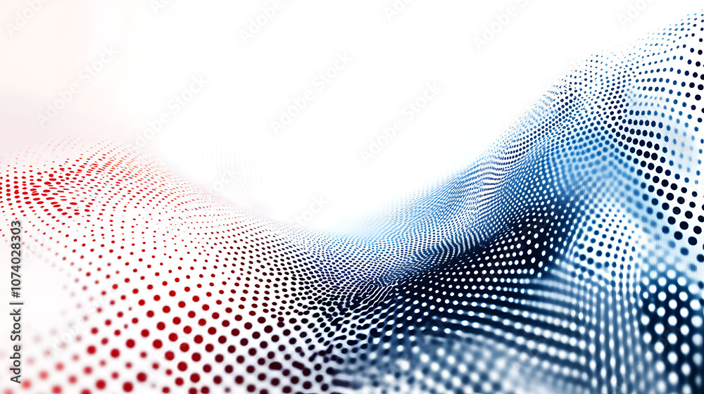 Poster Official abstract technology background design with blue and red dots on white backdrop for business presentation, website banner