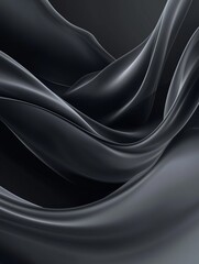 Fototapeta premium Abstract black satin fabric flowing smoothly in the dark