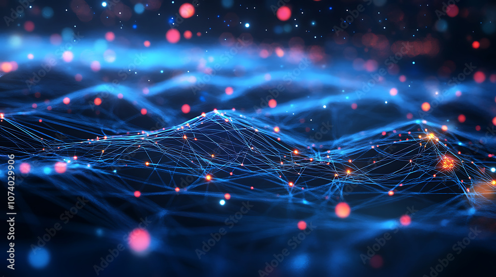 Poster Abstract digital network map of usa data transfer and connectivity visualization futuristic design