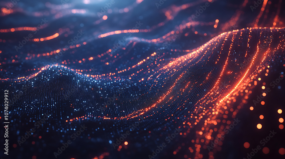 Leinwandbilder abstract network connections with glowing nodes and lines on dark blue digital background futuristic