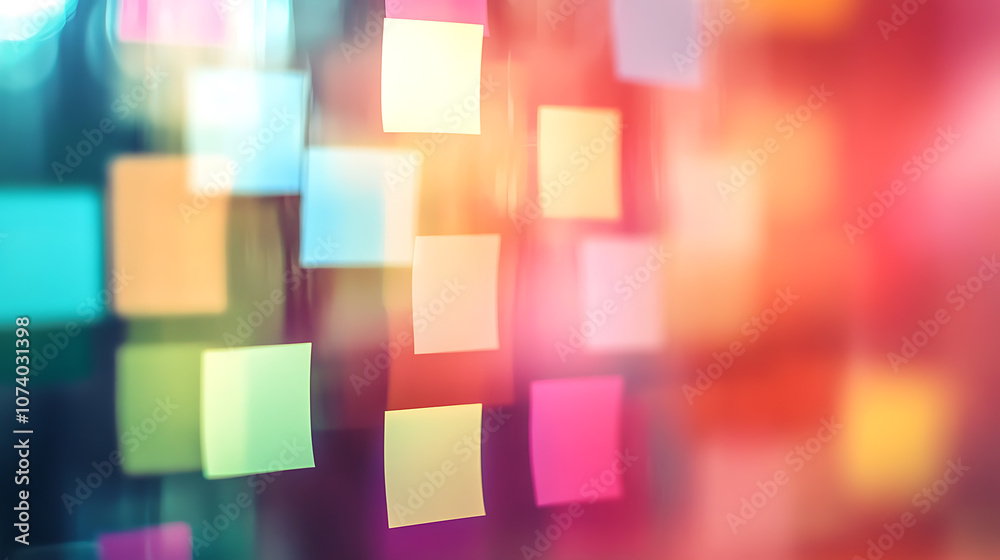 Leinwandbilder digital brainstorming session virtual postit notes on smart board blurred background