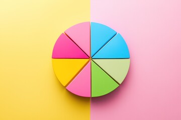 Fototapeta premium Colorful Circular Segments on a Yellow and Pink Background