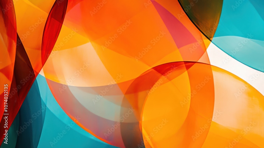Poster minimalist circles overlapping on a white background, soft shadows adding an abstract touch