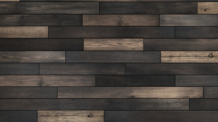 Naklejka premium Empty rustic dark wood floor or wall background with charcoal grey hardwood planks seamless texture