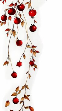 A hand-painted illustration of a vine with red berries and brown leaves, perfect for adding a touch of nature to any design