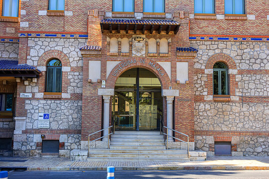 Old Post Office (Antiguo Edificio de Correos) was built between 1916 and 1923. It now houses the Rectory of the University of Malaga (Universidad de Malaga). MALAGA, SPAIN. AUGUST 12, 2024.