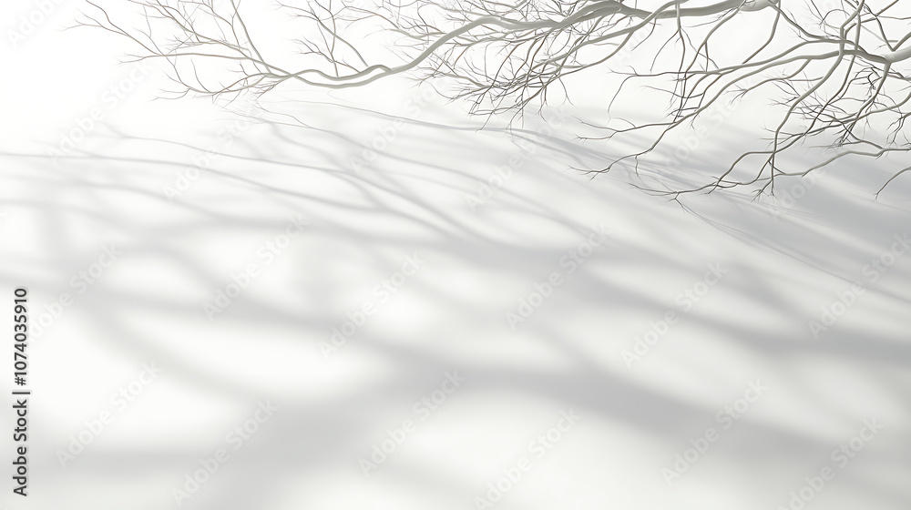 Aufkleber Realistic tree branch shadows overlay on white background 3d render
