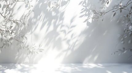 Obraz premium Realistic tree branch shadows overlay on white background 3d render