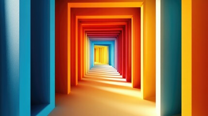 Fototapeta premium Abstract colorful tunnel with light at the end, symbolizing hope, future, or a new beginning.