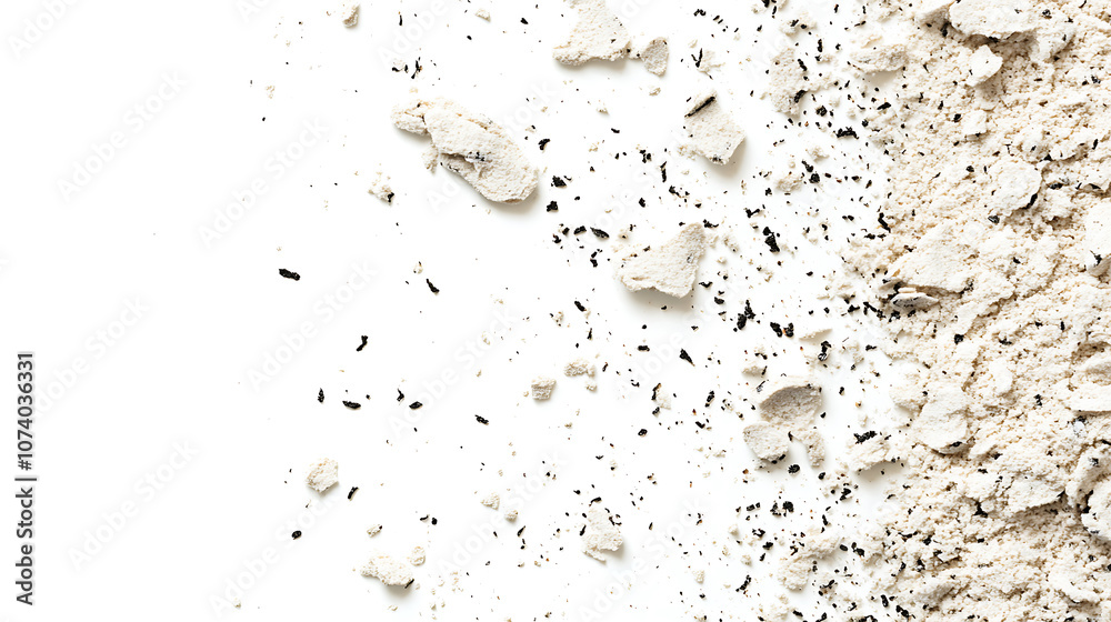 Poster scattered sand texture isolated on white background top view of natural material for design