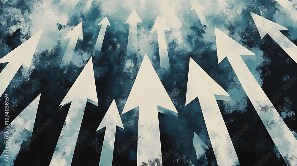 Aufkleber a background with white arrows pointing upwards, representing growth and progress in business or per