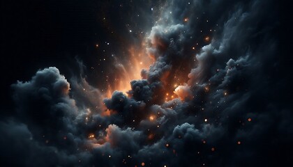 Fototapeta premium Dark Smoke and Fire Effect with Sparks