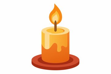 Wax candle isolated on white background vector illustration