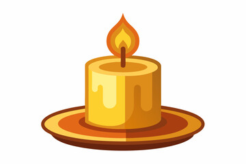 Wax candle isolated on white background vector illustration