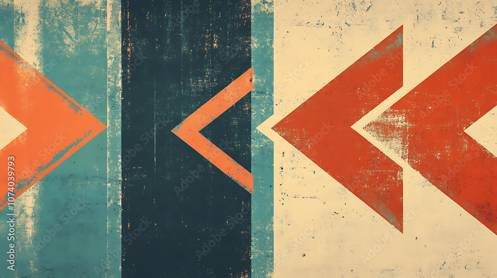 Poster A retro-style background with textured arrows moving in one direction, representing progress and forward movement