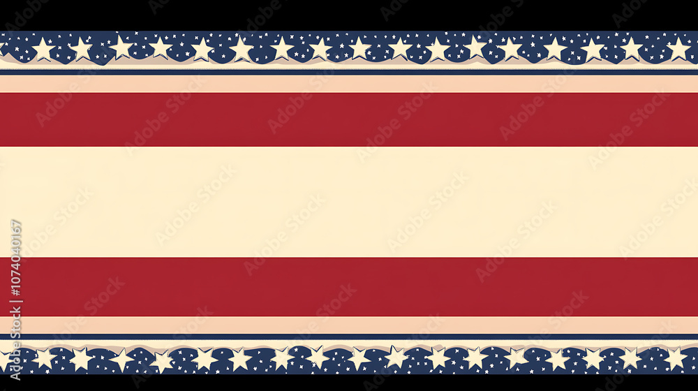 Poster Red, white and blue border simple design with flat color blocks on a white background