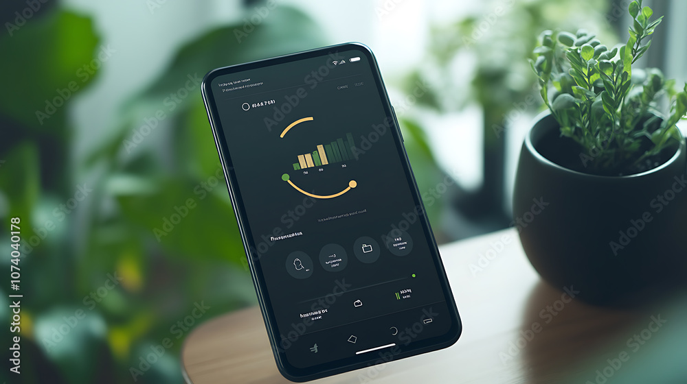 Poster a sleek mobile app interface displaying a personal co2 footprint tracker, highlighting carbon emissi