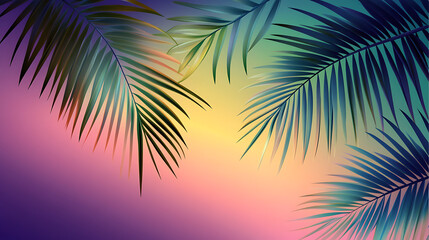 A simple vector illustration of tropical palm leaves on an abstract gradient background, creating a serene and refreshing feel