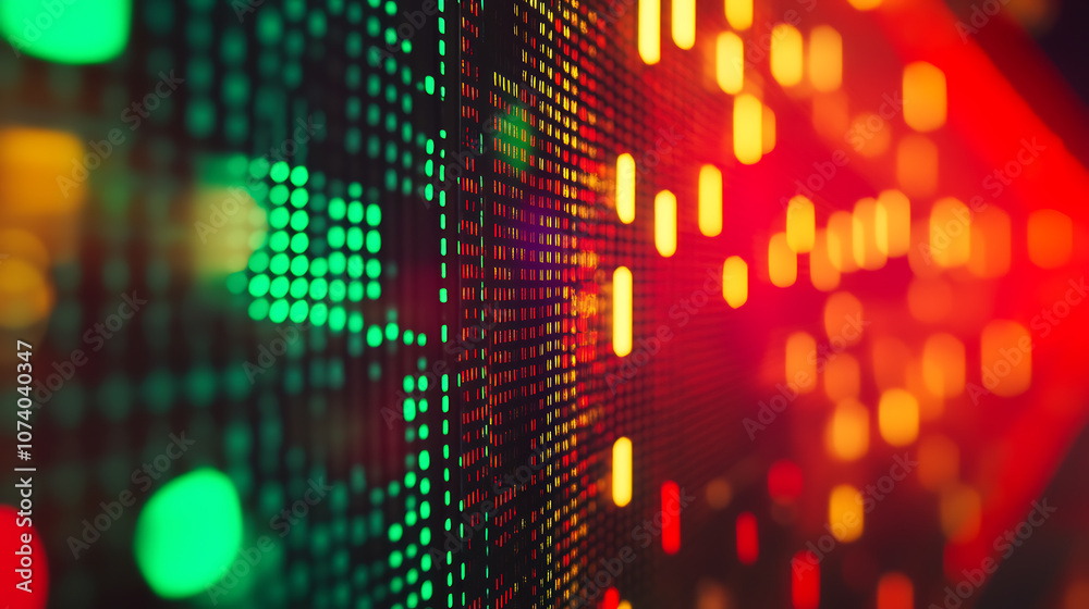 Leinwandbilder a stock market graph with red and green colors, blurred background, blurred foreground a colorful st