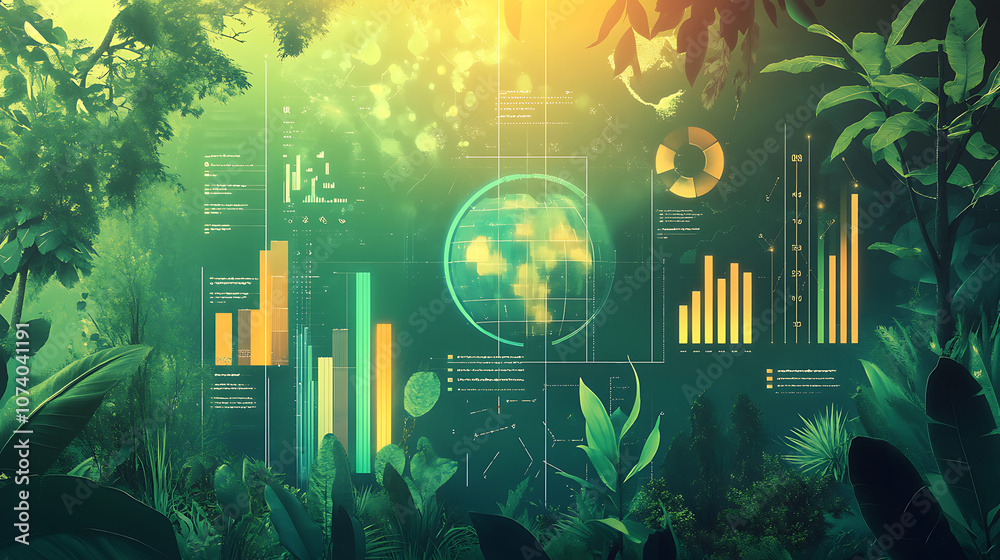 Poster a visual representation of sustainability analytics, showcasing data-driven insights for environment