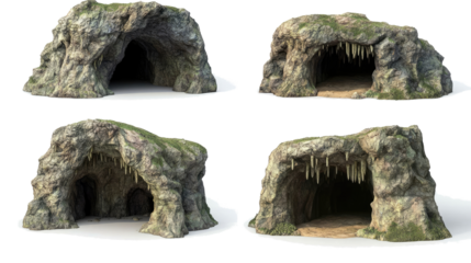 Detailed Cave Models on Transparent Background Generative AI