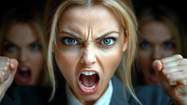 Indignant businesswomen expressing their outrage B