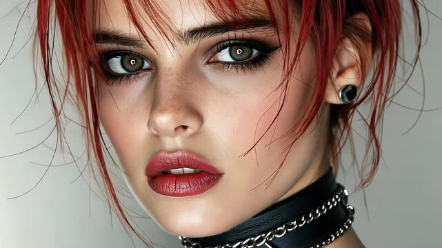 Portrait of a young red haired woman with a natural beauty A
