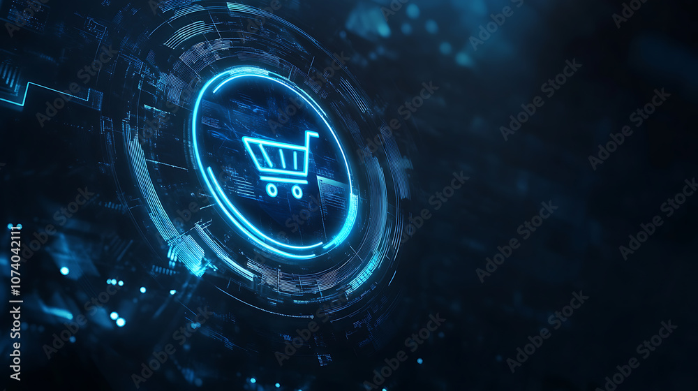 Poster abstract brain with glowing connections on blue background
