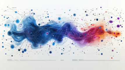 Colorful abstract visualization of interconnected data points and lines