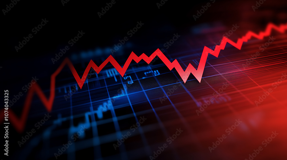 Poster the stock market chart is going down with a blurred background in red and blue colors stock charts a