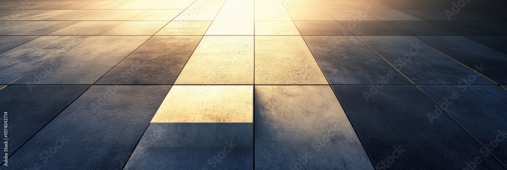 Aufkleber the warm glow of sunset casts intricate light and shadow patterns across the paving tiles, enhancing
