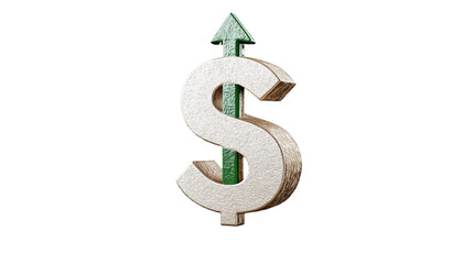 Obraz premium Dollar symbol with upward arrow on transparent background