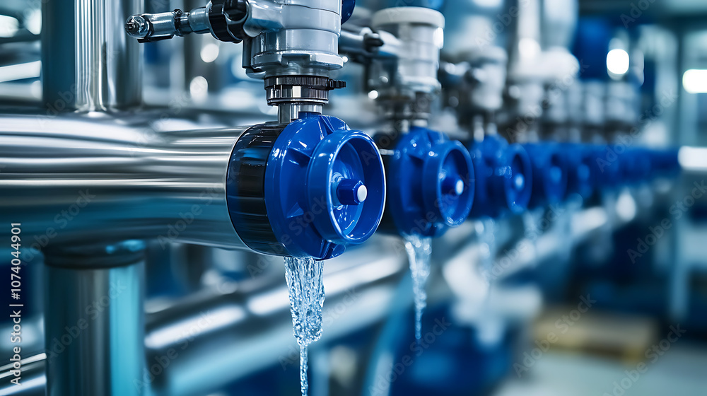 Fototapete close-up of a reverse osmosis unit filtering water, showcasing the intricate filtration process and 