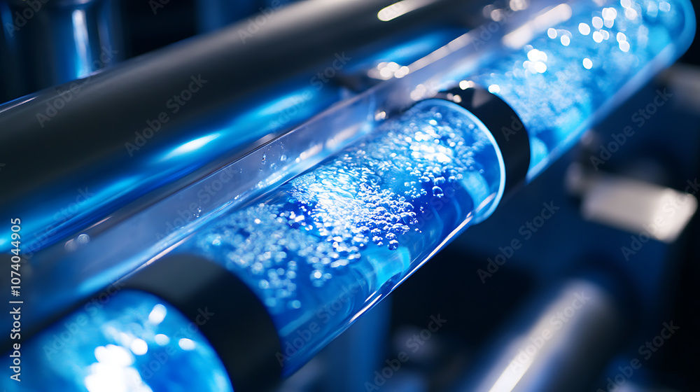 Aufkleber close-up of a reverse osmosis unit filtering water, showcasing the intricate filtration process and 