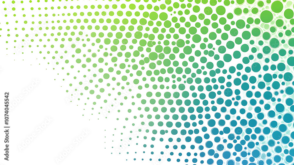 Poster colorful green halftone pattern on a light background a green and blue dots gradient
