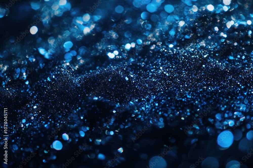 Poster abstract blue glitter background with bokeh effect