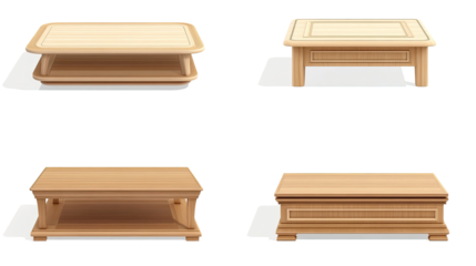 Wooden Coffee Tables on a Clear Background Generative AI