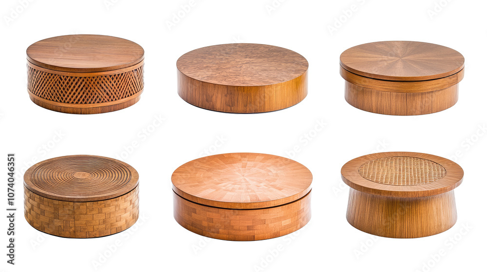 Poster stylish set of coffee tables arranged on a transparent background generative ai