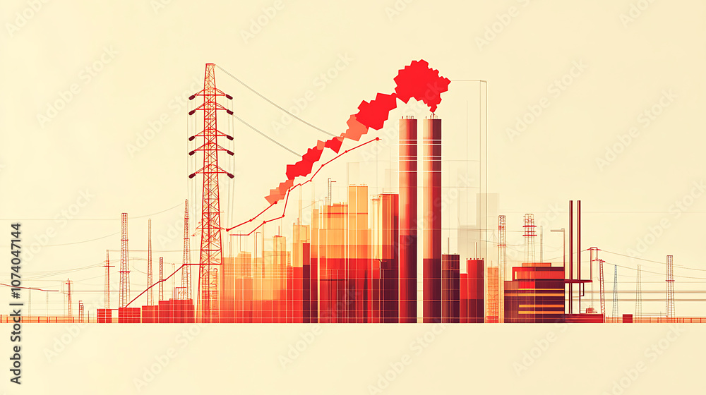 Fototapete a dynamic bar graph illustrating the upward trend in electricity consumption and power usage over ti