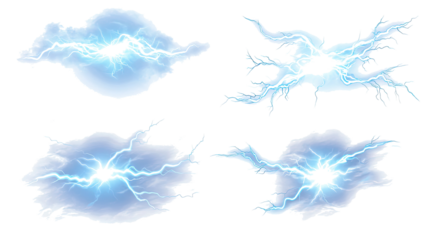Dynamic Lightning Effects Collection on Transparent Background Generative AI