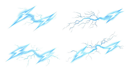 Fototapeta premium Comic Style Lightning Effects Collection on a Transparent Background Generative AI