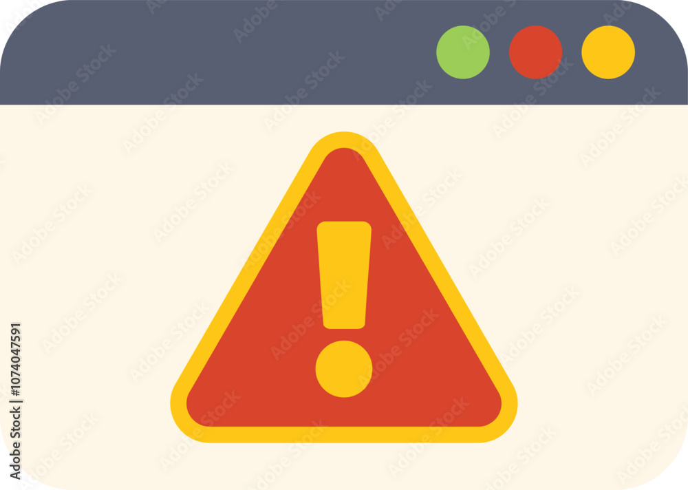 Poster computer window is showing a warning error message with an exclamation mark inside a triangle