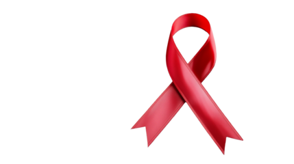 Red ribbon symbolizing health awareness on transparent background