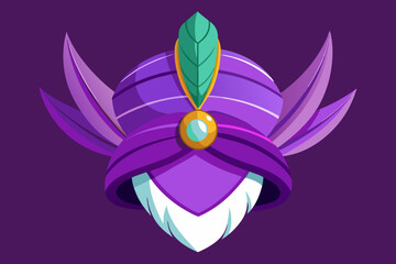 Purple turban with feathers and precious stone