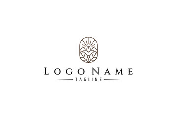 vintage coffee logo with combination of natural mountain and natural leaves in oval frame line art