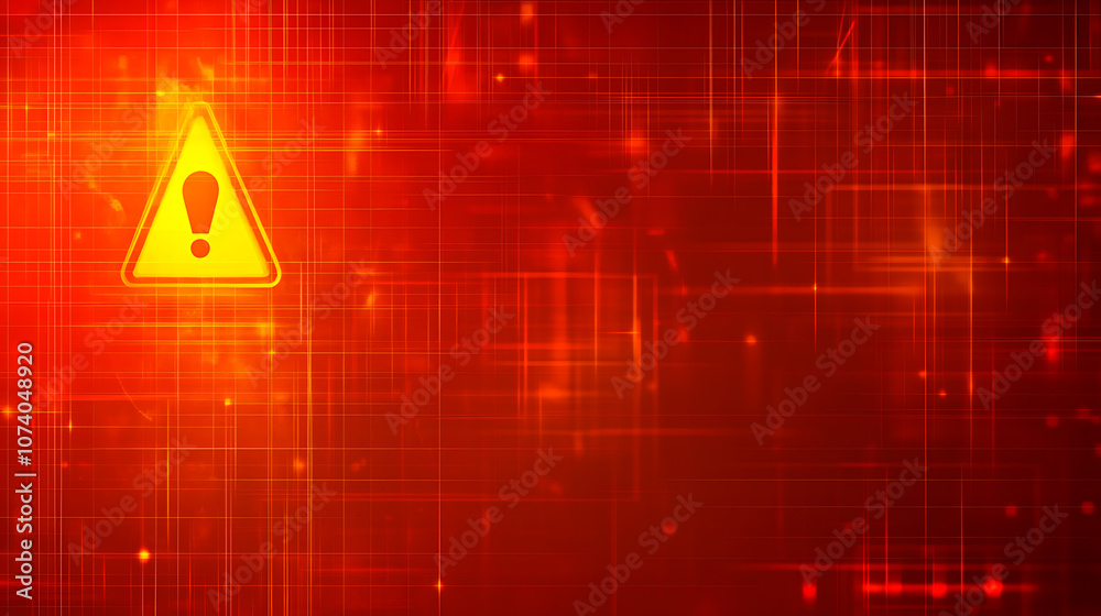 Poster Dynamic red tech background with digital waves artificial neural network connections abstract illustration
