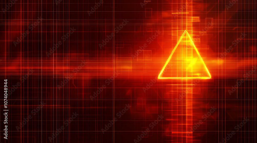 Fototapete Dynamic red tech background with digital waves artificial neural network connections abstract illustration
