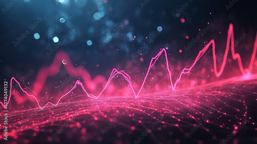 Aufkleber red heart beat monitor line with light effect on dark background