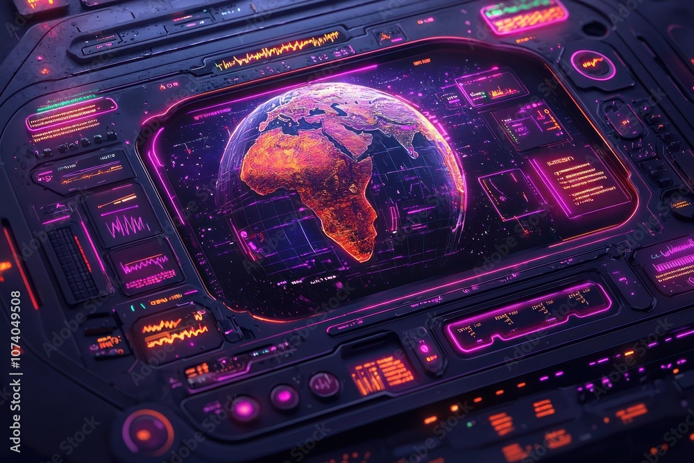 Aufkleber futuristic interface with earth globe display